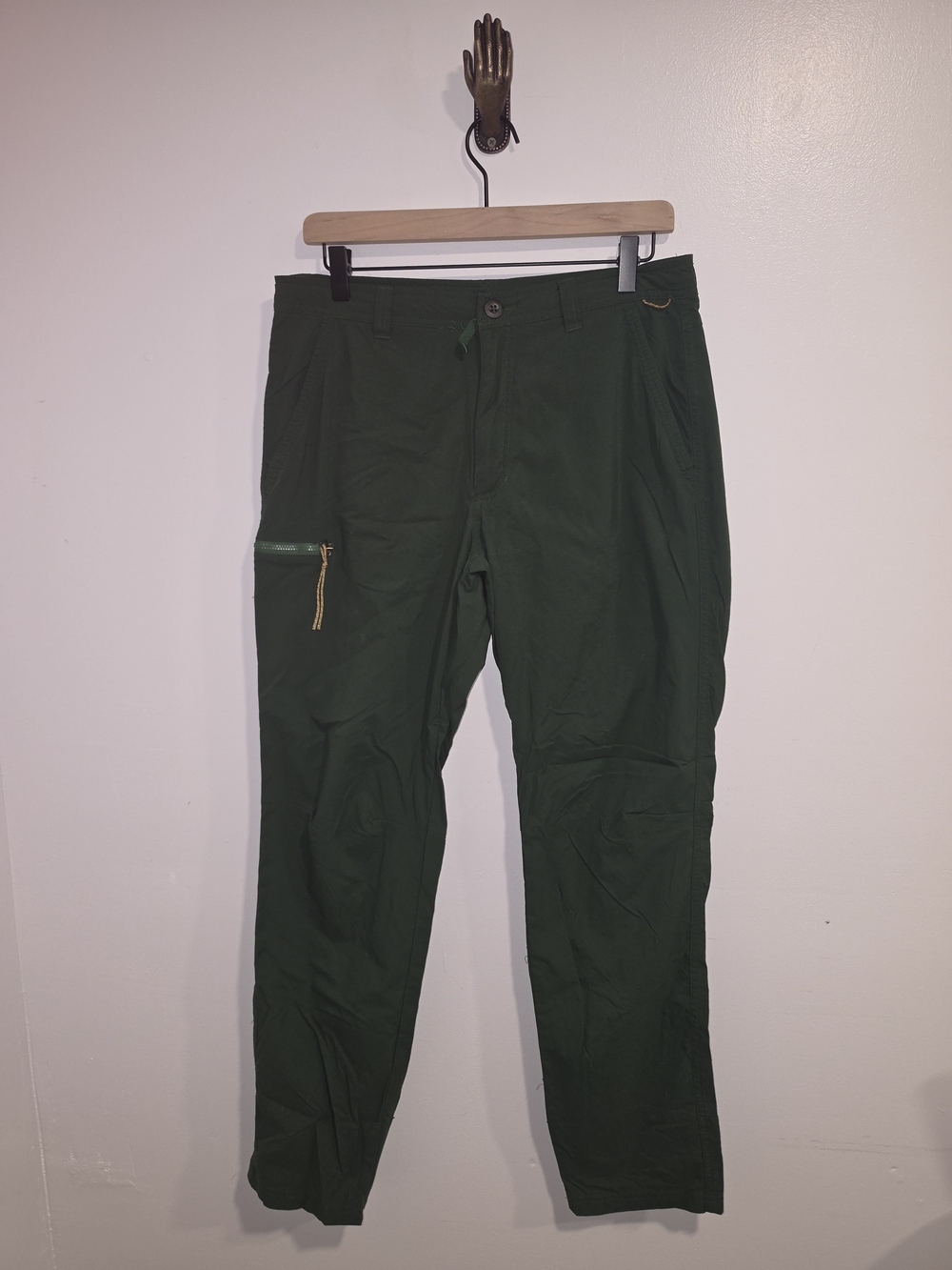 REI Men's Nylon Forest Green Cargo Pants with Side Zip Pocket Size 32x32